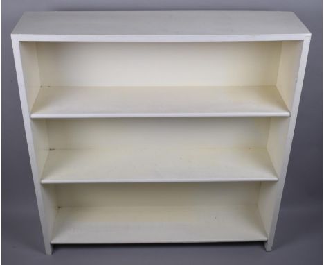 A Modern White Painted Three Shelf Open Bookcase, 90cm wide 