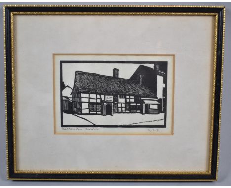 A Framed Woodblock Print, Checkers Inn, Newtown by Margaret Sidney Davis, 15x10cm 