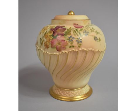 A Royal Worcester Blush Ivory Vase and Cover, Shape No.1720, 17cm high 