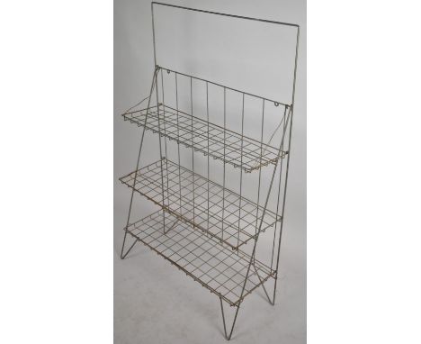 A Vintage Wire Waterfall Three Shelf Display Rack, 76cm wide 