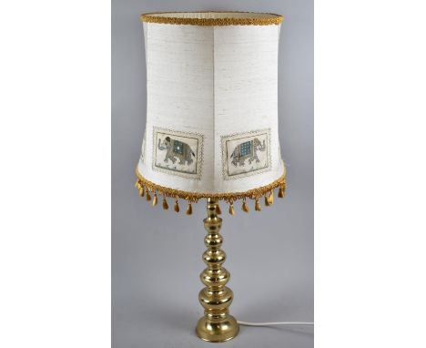 A Modern Brass Table Lamp with Shade, Overall Height 82cm 