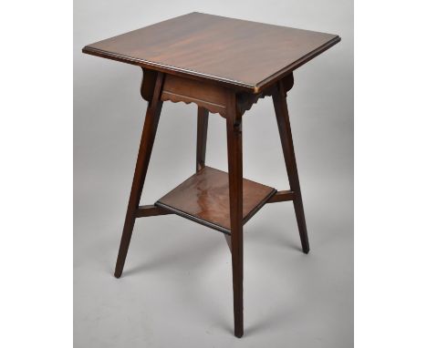 An Edwardian Mahogany Square Topped Occasional Table with Stretcher Shelf, 45cm wide and 49cm high 