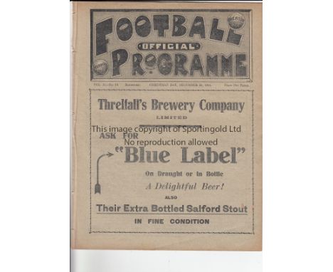 EVERTON - BRADFORD CITY 1914-15   Everton home programme v Bradford City, 25/12/1914, Everton Championship season, also cover