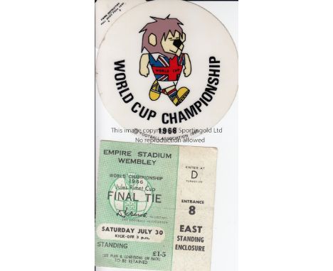 1966 WORLD CUP FINAL TICKET       Standing ticket  which has a very slight horizontal crease plus an official notice advising