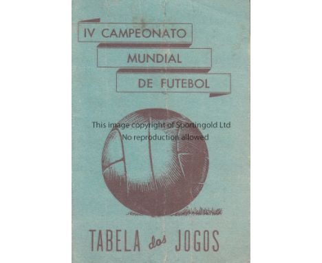 1950 WORLD CUP   Unusual item, four page card fixture schedule for the 1950 World Cup in Brazil.  Generally good,
