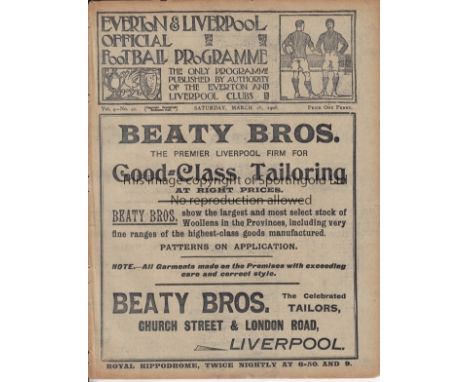 FA CUP SEMI-FINAL 1908    Everton / Liverpool programme issued for the FA Cup Semi-Final, Newcastle United v Fulham, 28/3/190