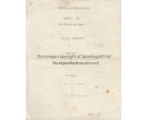SCOTTISH CUP    Glasgow University home programme v Dumbarton, 22/1/66, Scottish Cup, four page issue, folds.  Generally good