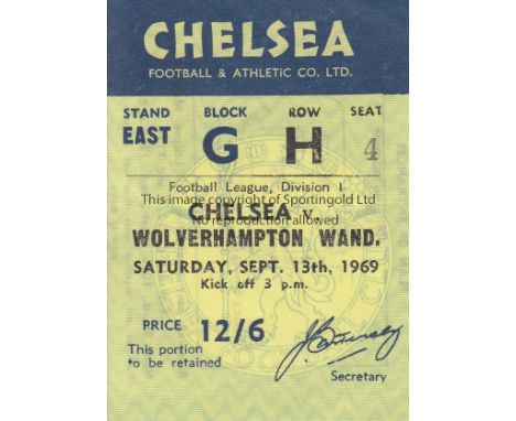CHELSEA V WOLVES 1969 TICKET    League match at Chelsea 13/8/1969.    Good