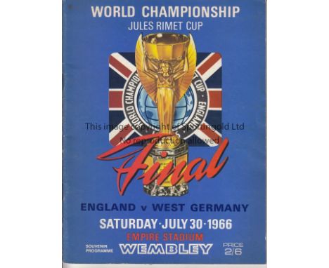 1966 WORLD CUP FINAL        Original programme for England v West Germany 30/7/1966. No writing or creases.   Good