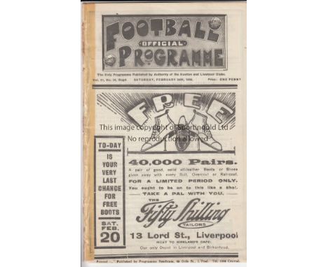 EVERTON - PRESTON 1925-26   Everton home programme for friendly v Preston, 20/2/1926, also covers Liverpool Res v Leeds Res, 