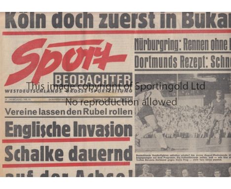 1968 ARSENAL FRIENDLY        Borussia Monchengladbach v Arsenal Friendly. ''Sport Beobachter'' 8-page newspaper style edition