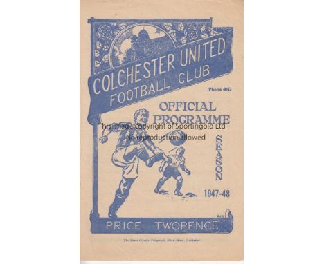 COLCHESTER - WREXHAM 47   Four page Colchester home programme v Wrexham, 13/12/47, FA Cup, Colchester were a non-League side 