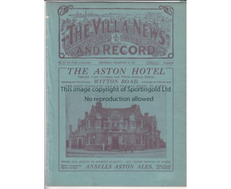 ASTON VILLA - EVERTON 1927-28   Villa home programme v Everton, 10/12/1927, Everton title season, ex bound volume.  Good