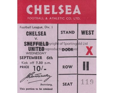 CHELSEA V SHEFFIELD UNITED 1967 TICKET      League game at Chelsea 6/9/1967.    Good