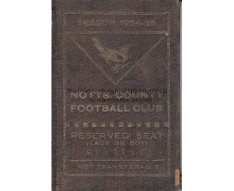 NOTTS COUNTY 1924/25      Notts County season ticket Includes a Fixture list with results entered in pencil. Some small deter