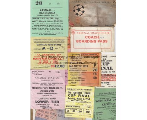 ARSENAL TICKETS     Fifteen tickets including FA Cup Finals 1971 creased and 1979 slightly discoloured, League Cup Finals 196