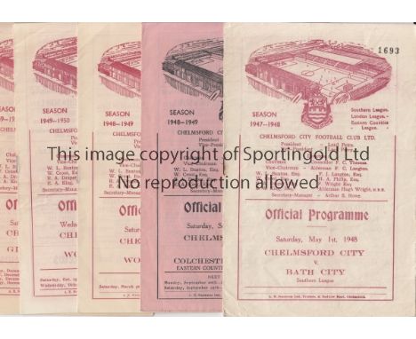 CHELMSFORD CITY   28 Chelmsford City first team and reserves home programmes, 6 x 40s, 21 x 50s, 1 x 60s. Includes 47/8 v Bat
