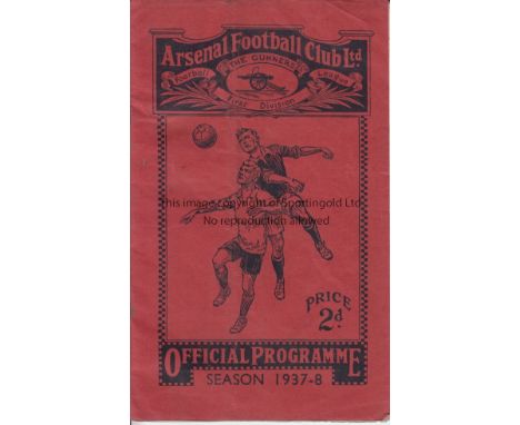 ARSENAL     Home programme v. Brentford 15/4/1938, slight vertical crease, slightly rusty staples and includes a season ticke