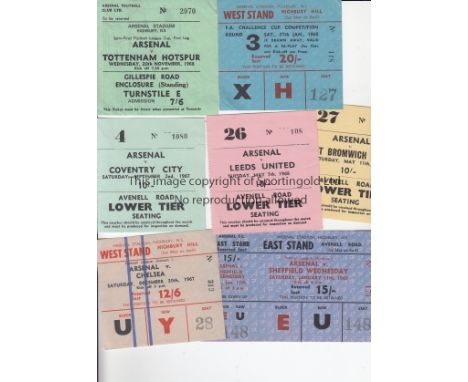 ARSENAL TICKETS       Seven home tickets: 1967/8 v. WBA, Chelsea, Leeds United, Coventry City and Shrewsbury Town FA Cup and 