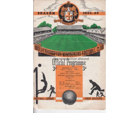 WOLVES - CHELSEA 52-53   Scarce Wolves home programme for midweek afternoon kick off game in February v Chelsea, 18/2/53, sco