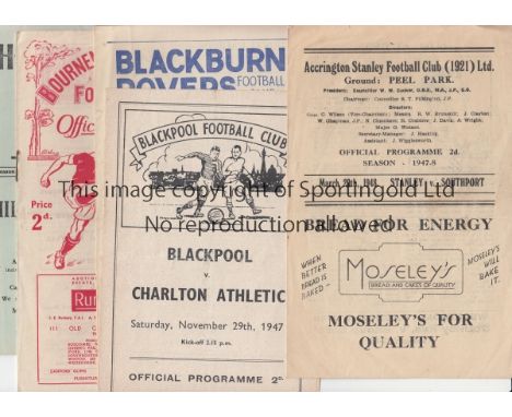 1947/48    A collection of 10 programmes from the 1947/48 season Accrington Stanley v Southport, Blackpool v Charlton (Score,