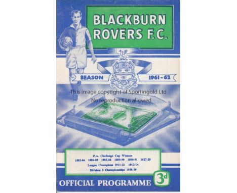 LEAGUE CUP SEMI-FINAL 1962       Programme for the 2nd Leg at Blackburn Rovers v. Rochdale 2/4/1962, slight creased, aggregat