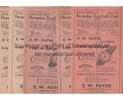 BROMLEY 50-51   Three Bromley first team home programmes 50/51 plus ten Reserve team home programmes including four in the Lo