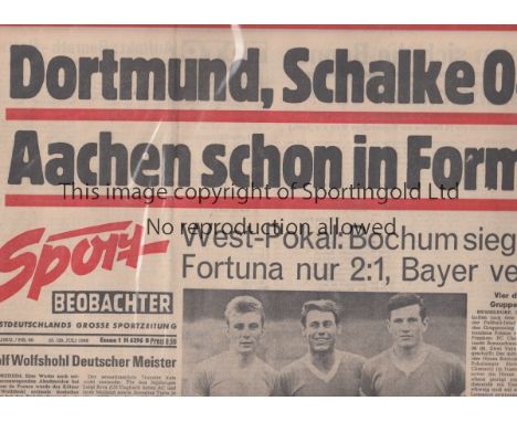 1968 ARSENAL       Alemannia Aachen v Arsenal. Rare ''Sport Beobachter'' 8-page newspaper style edition issued the morning af