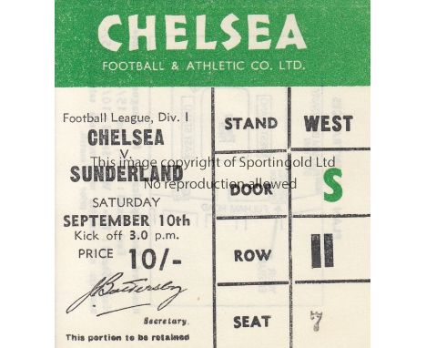 CHELSEA V SUNDERLAND 1966 TICKET       League game at Chelsea 10/9/1966.    Good