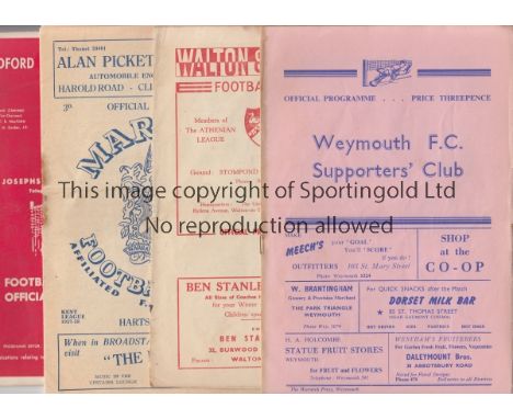 NON-LEAGUE IN CUP      Seven programmes Non League against League teams in the FA Cup - Weymouth v Shrewsbury Town (Score/sco