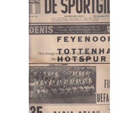 1974 UEFA CUP FINAL 2ND LEG        De Sportgids newspaper programme for the match in Rotterdam, Feyenoord v. Tottenham Hotspu