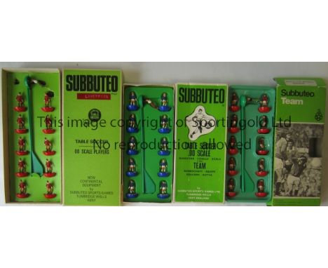 SUBBUTEO   Three Subbuteo teams, World Cup Winners England (Red shirts , white shorts), Blue shirts, white shorts ( old Evert