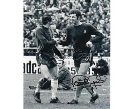 CHELSEA SIGNED PHOTOGRAPHS        Seven signed photographs: 10" X 8" black & white Peter Osgood, The other 6 are 12" X 8" col