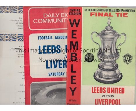 1965 CUP FINAL    Programme, songsheet  and menus for the train journey from Liverpool to Wembley and for the return trip fro