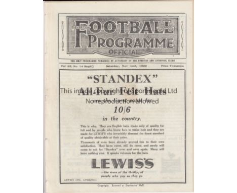 EVERTON - NEWCASTLE 1929-30   Everton home programme v Newcastle Utd, 2/11/1929, also covers Liverpool "A" v Skelmersdale, ex