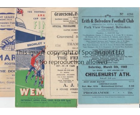 KENT - NON-LEAGUE   Collection of circa 40 programmes (41) involving Kent Non-League clubs, 40s and 50s. Includes 49 Amateur 