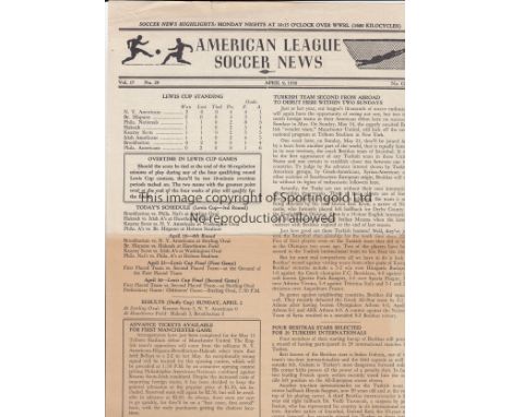 MANCHESTER UTD 1950      Issue of American League Soccer News dated April 9th 1950 with paragraph on front page notifying rea