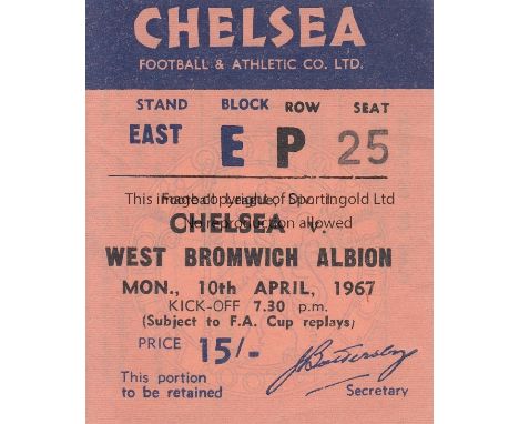 CHELSEA V WEST BROMWICH ALBION 1967 TICKET       League game at Chelsea 10/4/1967.    Good