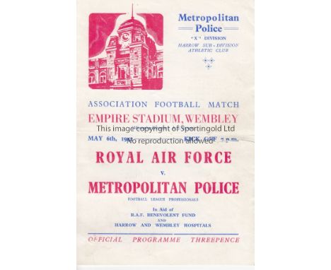 1942 WEMBLEY   Scarce wartime Wembley programme, Royal Air Force v Metropolitan Police, 6/5/42 at Wembley Stadium, both teams