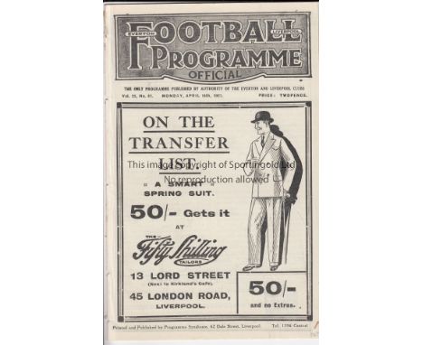EVERTON - BIRMINGHAM 1926-27   Everton home programme v Birmingham, 18/4/1927, ex bound volume.  Good