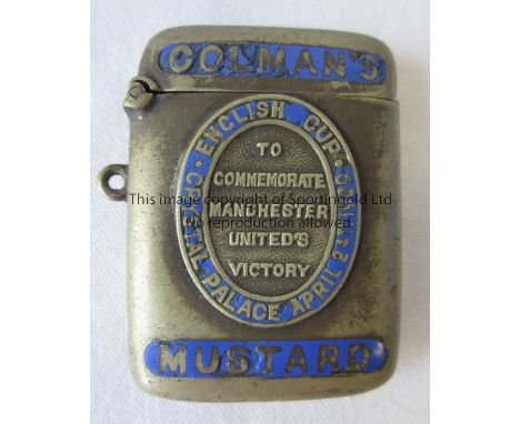 1909 CUP FINAL - MAN UTD  Commemorative mustard container (presumably), issued by Colman's Mustard and inscribed "English Cup