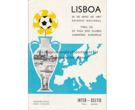 1967 EUROPEAN CUP FINAL   Official programme, 1967 European Cup Final, Inter Milan v Celtic, 25/5/67 in Lisbon.  Good