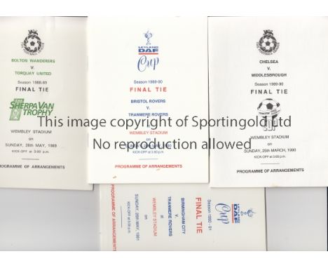 PROGRAMMES OF ARRANGEMENTS   Four official programmes of arrangements for Finals at Wembley, Chelsea v Middlesbrough 25/3/90 