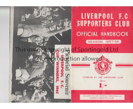 LIVERPOOL  Collection of six Liverpool publications comprising Supporters Club Handbook 57-58, Liverpool FC Cup Winners 1965 