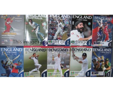 CRICKET PROGRAMMES        Twenty nine programmes 2006 - 2013 for England Test Matches, Ashes Series, ICC Trophy 2013.    Good