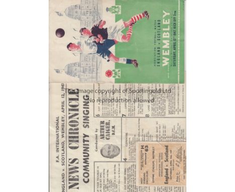 ENGLAND - SCOTLAND 47    Match programme, songsheet and ticket, England v Scotland 1947 at Wembley, programme has slight crea