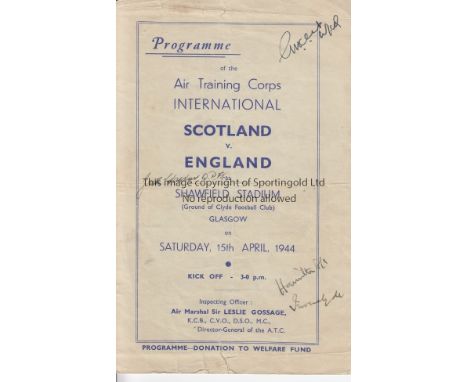 ATC SCOTLAND - ENGLAND 44    Air Training Corps International, Scotland v England, 15/4/44 at Shawfield Stadium (Clyde FC), f