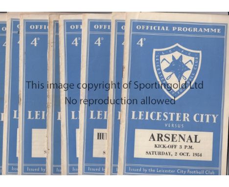 LEICESTER CITY 54-5  Ten Leicester City home programmes, 54-5, v Arsenal, Sunderland, Blackpool, Huddersfield, Burnley, Man C