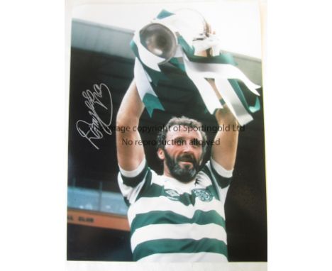 DANNY MCGRAIN - CELTIC     Col 16 x 12 photo,  showing Celtic captain Danny McGrain holding aloft the League Championship tro