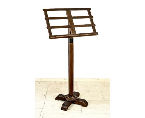 Antique spruce music stand with original painting + tuning fork. Circa 1900. Adjustable in height. Dimensions: H 122 - 150 cm